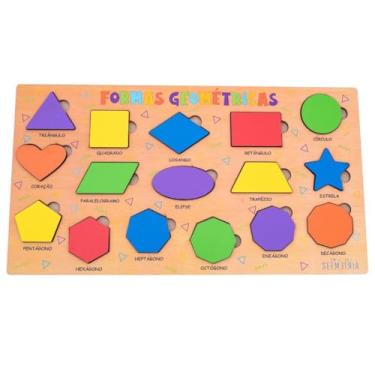 Imagem de Brinquedo Formas Geométricas Coloridas Didatico De Madeira Primeira Infância