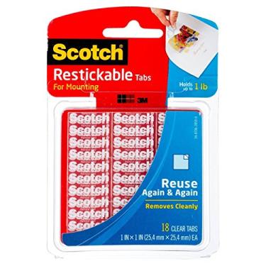 Imagem de Abas retr teis Scotch, 2,54 cm x 2,54 cm, transparente, 18-Tabs (R100) pacote com 4
