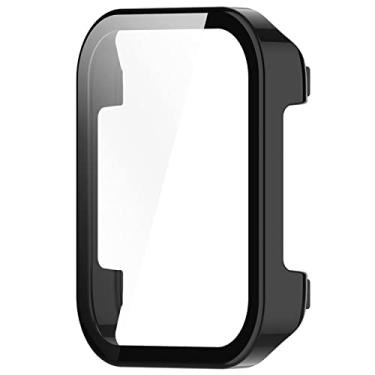 Imagem de LOKEKE Compatível com Realme Watch 3 Capa protetora de PC de cobertura total, protetor de tela de vidro temperado (PC preto)