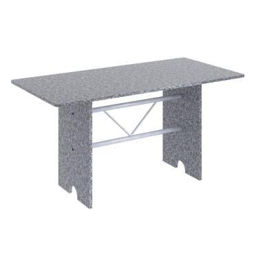 Imagem de Mesa para Cozinha 140x75cm Tampo Granito Soma Móveis Martelado Pérola/Ocre