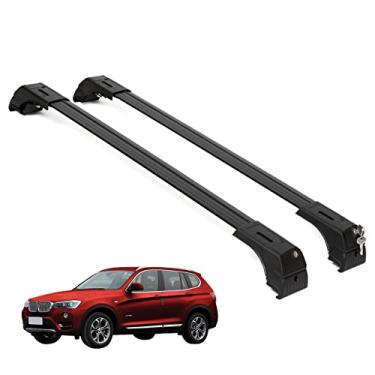 Imagem de ERKUL Barras transversais de rack de teto para BMW X3 F25 2011-2017 | Barras transversais de alumínio anti-roubo para telhado, transportador de carga, bagagem, caiaque, canoa, bicicleta | Preto