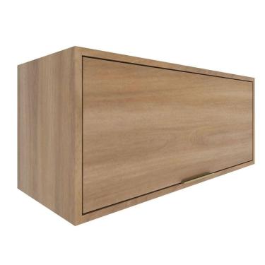 Imagem de Armário Aéreo 1 Porta 80cm Thalita Moveis Sul Nogal Manchester/Preto