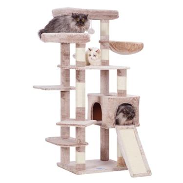 Imagem de Hey-brother Árvore para gatos internos, torre para gatos de 159 cm com poste para arranhar, condomínio para gatos com duas plataformas grandes, rede, arranhador grande, muchroom MPJ029MU