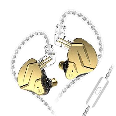 Imagem de KZ ZSN Pro X monitor de áudio de ouvido de metal fones de ouvido Hi-Fi Bass IEM fones de ouvido esportivos com cancelamento de ruído (ouro com microfone)