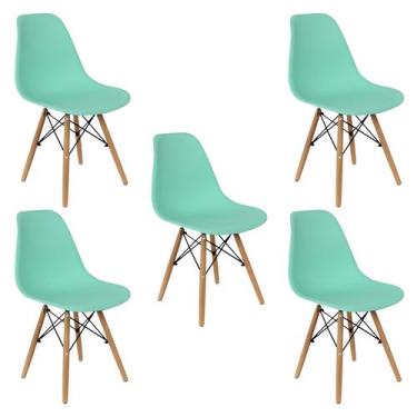 Imagem de Kit 5 Cadeiras Charles Eames Eiffel Wood Design Varias Cores - Verde C