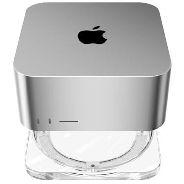 Imagem de HEWYIOS Suporte de acrílico transparente para mac Studio, filtro de ar removível embutido adequado para Mac Studio M2 Max, M2 Ultra, M1 Max, acessórios M1 Ultra, suporte de resfriamento de mesa