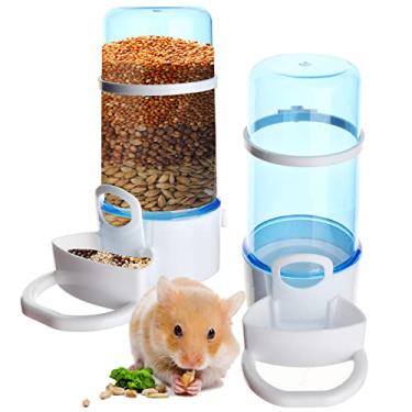 Imagem de 2 pacotes de alimentador e bebedouro para animais de estimação, alimentador automático de hamster, conjunto de dispensador de comida e água, tigela de ração para animais pequenos para cães, gatos,