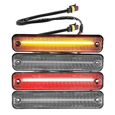 Imagem de A ABSOPRO Luz de Marcador Lateral LED 25952319 15114677 Luzes de seta dianteiras traseiras Fender Sidemarker Lâmpadas para Hummer H2 2003-2009 Lente Transparente Âmbar Vermelho Luz 2 Pares