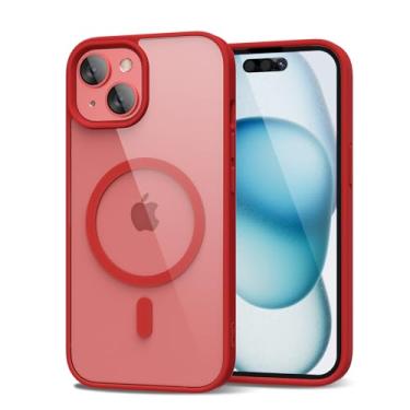 Imagem de oakxco Capa para iPhone 15 transparente magnética compatível com Magsafe, fina, fina, transparente, não amarela, amortecedor de silicone macio Hybird e capa protetora de plástico rígido para mulheres,