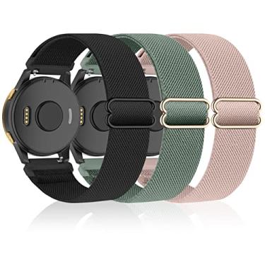 Imagem de Bolesi Pacote com 3 pulseiras de relógio de nylon elástico compatíveis com Garmin Forerunner 55/165, Vivoactive 5/3,20 mm, pulseira elástica para Venu Sq 2/2 Plus/Venu feminina