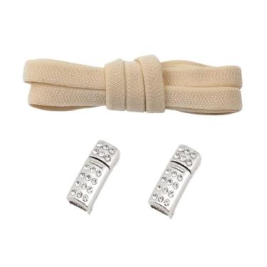 Imagem de Diamond Lock Shoelaces Without Ties Buckle Elastic Laces Sneakers Flats No Tie Shoe Laces Shoes Accessories (Color : Beige)