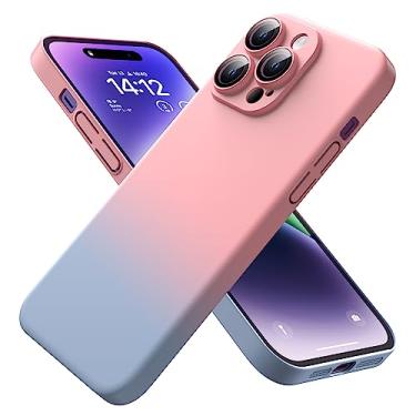 Imagem de YSLBWLE Capa para iPhone 14 Pro Max, nova capa fina projetada, [proteção contra quedas de grau militar de 3 m], com protetor de lente, gradiente, rosa + azul7-IP14pm-03