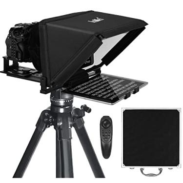 Imagem de Inmei Teleprompter TX12 com controle remoto de aplicativo, teleprompter de metal de 13 polegadas, compatível com iPad, smartphone, câmera DSLR, dobrável com estojo de transporte, fácil de montar