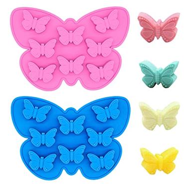 Imagem de Tvoip 2 peças, 8 cavidades, 3D, borboleta, bolo, fondant, molde de silicone para biscoitos, faça você mesmo, artesanato de açúcar, chocolate, doces, decoração ferramentas de panificação