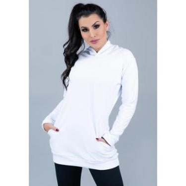 Imagem de Casaco MVB Modas Manga Longa Feminino Moletom Flanelado Capuz-Feminino