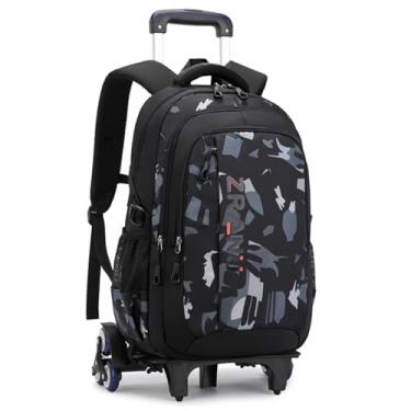 Imagem de SWOFWENE Mochila com Rodas de 6 Rodas Leve e Impermeável para Meninos - Carrinho de Saco Escolar A