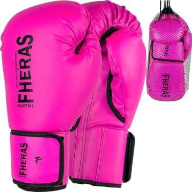 Imagem de Luva Boxe Muay Thai MMA Kickboxing Tradicional Fheras Bolsa (Rosa, 12 oz)