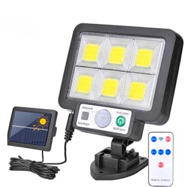 Imagem de Luminária Refletor Solar 200w Parede Poste Sensor Presença com Controle Remoto