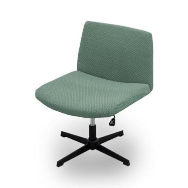 Imagem de Dimatic Capas de cadeira de escritório sem braços cruzadas para cadeira de mesa larga capa elástica jacquard giratória para cadeira de computador para escritório em casa - verde