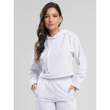 Imagem de Casaco Cropped com Capuz Moletinho Moda Casual Feminina-Feminino