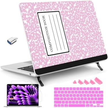 Imagem de Tuiklol Capa para MacBook Air 15 polegadas 2024 2023 modelo M3 A3114 M2 A2941, capa rígida com suporte com capa de teclado, protetor de tela e plugue antipoeira para M3 MacBook Air 15,3 polegadas,