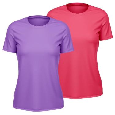 Imagem de Kit 2 Camisetas Feminina Dry Manga Curta Proteção UV Slim Básica Academia Treino ness-Feminino