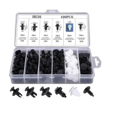 Imagem de Kit de 100 Grampos e Presilhas para Revestimento e Fixação de Porta - Ideal para Acabamentos Automotivos - Prático e Durável
