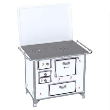 Imagem de Fogao a Lenha GII N 2 Gab Branco Flor com Tampa