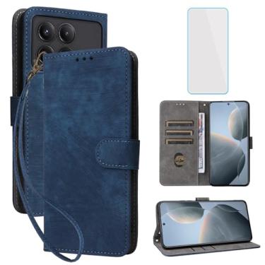 Imagem de IUQXU Capa carteira para celular Xiaomi Poco X6 Pro 5G com protetor de tela [bloqueio RFID] capa de celular flip de couro com suporte para cartão feminino e masculino para Xiaomi Redmi K70E 5G PocoX6