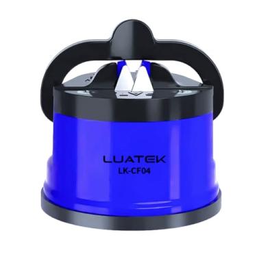 Imagem de Afiador de Facas, Base com Ventosa, Sistema de Afiar com Tungstênio, Aço Carbono e Pedra Cerâmica. Amolador Afiador De Facas Tesouras Canivetes Linha Premium (Azul)