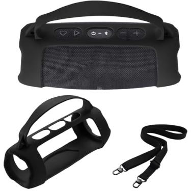 Imagem de AZTOPA Capa de silicone para alto-falante portátil sem fio Charge 5 Wi-Fi, capa protetora compatível com alto-falante Bluetooth JBL Charge 5 (preto)