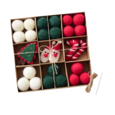 Imagem de oshhni DIY Conjunto de guirlanda de bolas de feltro de Natal Enfeites de Natal Guirlanda de Natal decorativa para lareira, quarto, sala de estar, Papai Noel