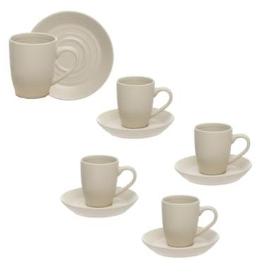 Imagem de Haüskraf - Xícara para café com pires de cerâmica Sarah Bege 120ml 4 peças