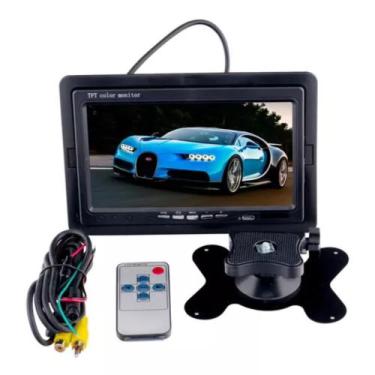 Imagem de Tela 7 Polegadas Automotiva com Suporte para Encosto Controle Remoto e