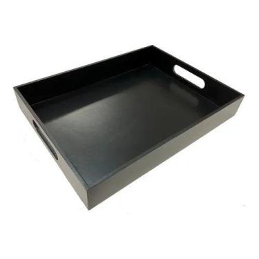 Imagem de Bandeja Reta 40x30 Grande Preta Madeira Mdf - Dema Madeiras