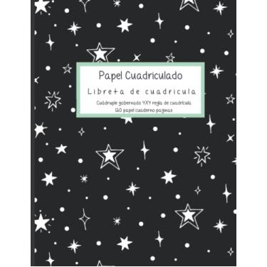 Imagem de Papel Cuadriculado: Libreta de cuadricula. Cuádruple gobernado 4X4 regla de cuadrícula.: Bonito cuaderno de papel cuadriculado. Reglas del cuádruple escolares. Libreta de cuadricula.