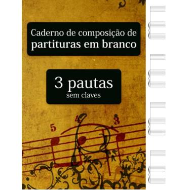 Imagem de Caderno de composição de partituras em branco - 3 pautas sem claves