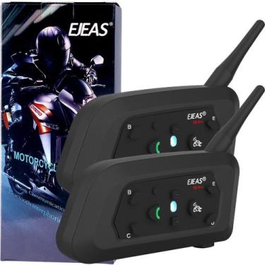 Imagem de Kit 2 Intercomunicador Ejeas V6 Pro+ Par Fone Bluetooth Moto Capacete 