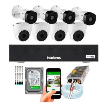 Imagem de Kit Cftv 8 Câmeras Hd Intelbras Ir 20m Dvr Intelbras 8 Ch Completo