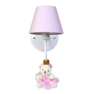Imagem de Arandela 1 Lâmpada Ursinha Princesa Rosa Bebê Infantil - Potinho de me