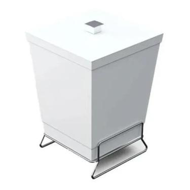 Imagem de Cesto De Lixo Lavabo Pequeno 6l & Suporte Aço Cromado - Stolf, Branco