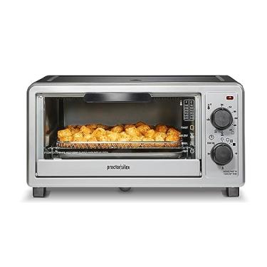 Imagem de Proctor Silex Simply-Crisp Air Fryer Combo de forno com funcionalidade 4 em 1 (fritar ao ar, assar, grelhar e torrar), 1200 Watts, serve para 4 fatias ou pizza pessoal, desligamento automático, preto