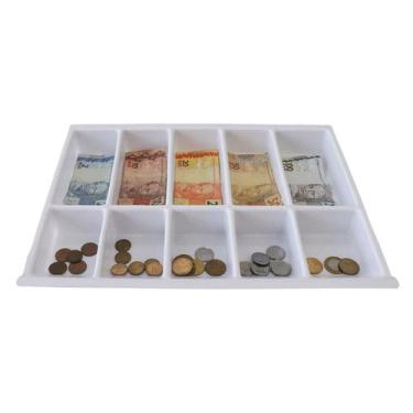 Imagem de Bandeja Porta notas e moedas 40 x 31cm (5 divisórias) - Branca - Lm Ba