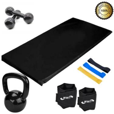Imagem de Caneleira 4+Colchonete+Kit Mini Band+Peso4+ Kettlebell 6Kg - Infinity