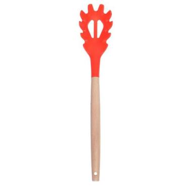 Imagem de Pegador Massas Macarrão Cozinha Silicone Cabo Bambu Cozinha - Ladiv Co
