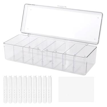 Imagem de Organizador de pacotes de bebidas, suporte de pacote de sabor de água com tampa, recipiente compacto de armazenamento com divisórias removíveis, caixas de armazenamento de alimentos para armários e