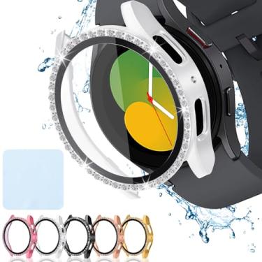 Imagem de Gulfmew Pacote com 5 capas brilhantes compatíveis com Samsung Galaxy Watch 7 40 mm capa protetora de tela com glitter bumper capa macia proteção total com 1 pano de limpeza para mulheres e mulheres