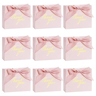 Imagem de Nydotd 24 peças pequenas sacos de presente de agradecimento mini sacos de papel para lembrancinhas de festa caixas de presente rosa com fita de laço, sacos de presente de papel, sacos de doces para