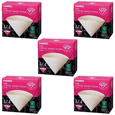 Imagem de 5 filtros de papel natural para café Hario V60 tamanho 01 100 unidades, conjunto de 5 caixas (total de 500 folhas)