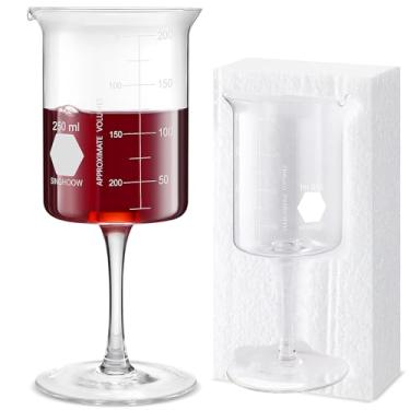 Imagem de Singhoow 1 peça de copos de vinho de laboratório, copos de química de 250 ml, vidro grosso para vinho, vidro borossilicato com química graduada, presente de Natal